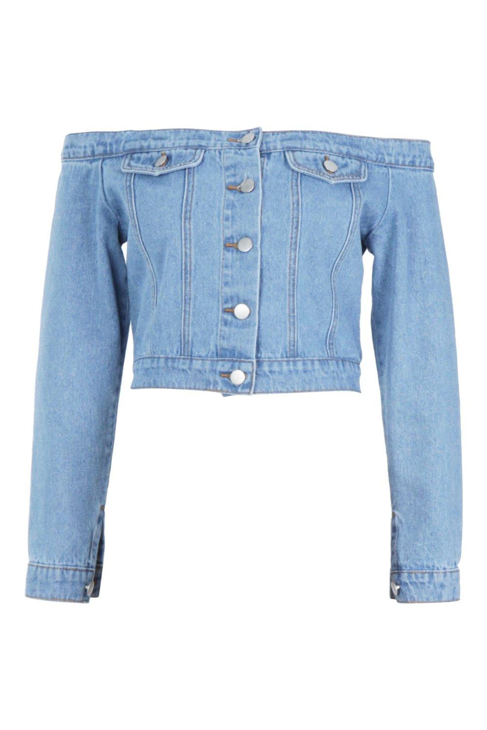 Off The Shoulder Denim Top | boohoo USA